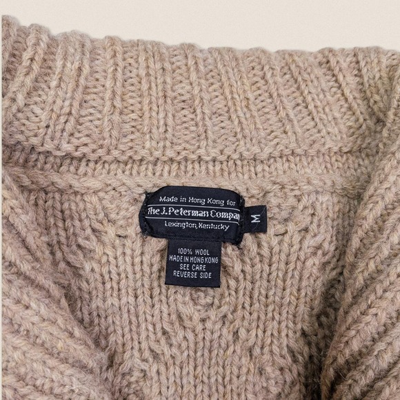 Vintage Grandpa Wool Chunky Cardigan Sweater J Peterman fisherman Size Medium - Picture 3 of 4